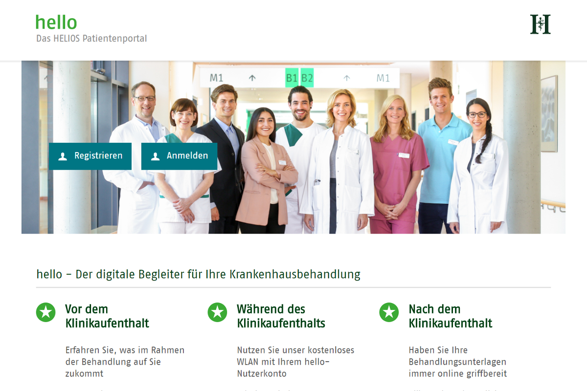 HELIOS Kliniken mit hello, das HELIOS Patientenportal