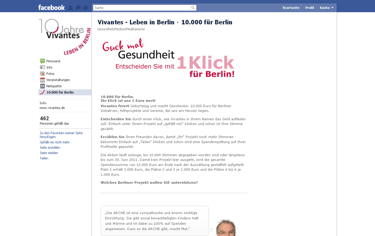 Facebook-Spendenaktion „10.000 für Berlin“