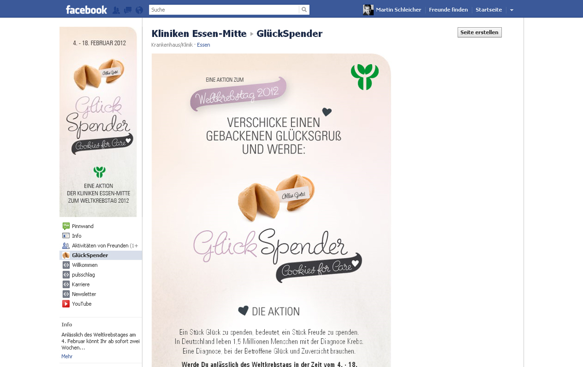 Facebook-Aktion „GlückSpender – Cookies for Care“