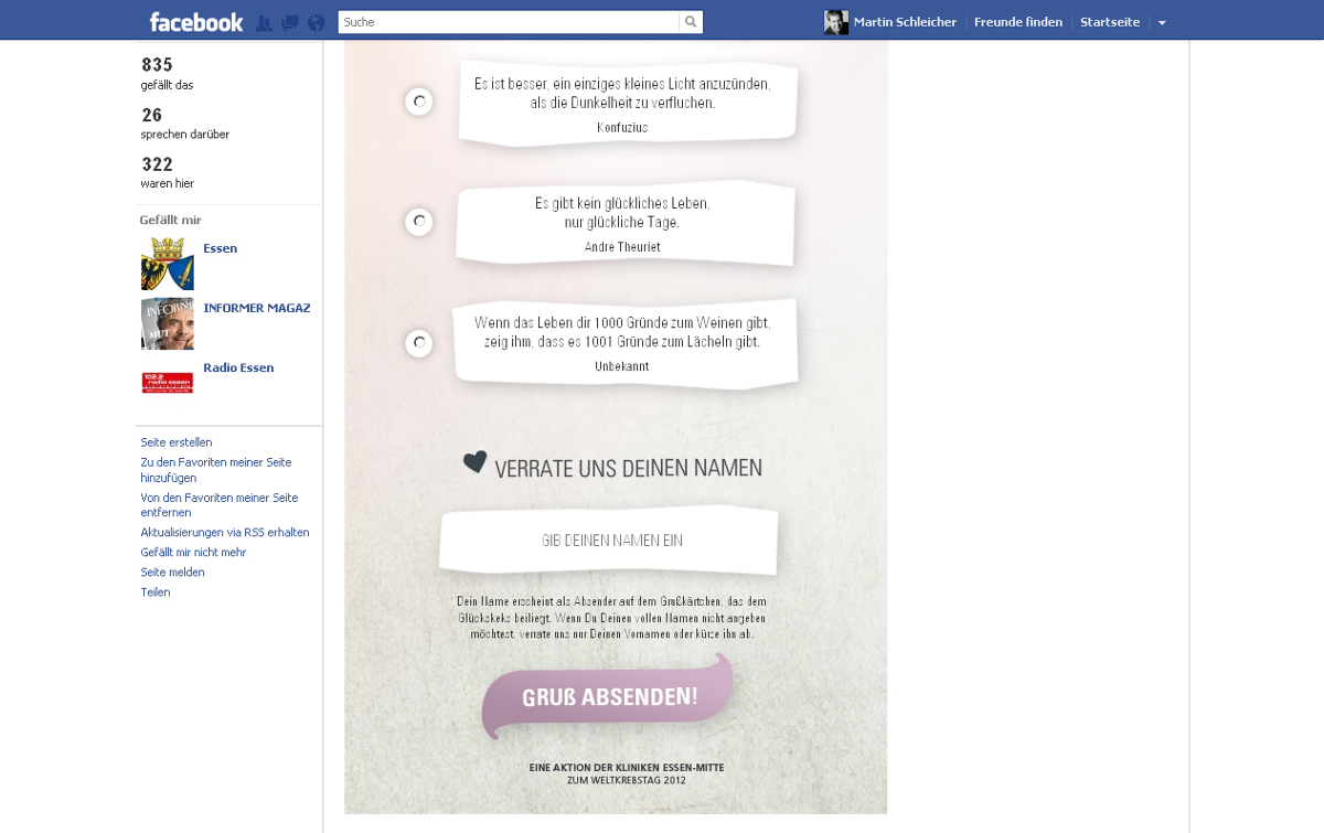 Facebook-Aktion „GlückSpender – Cookies for Care“