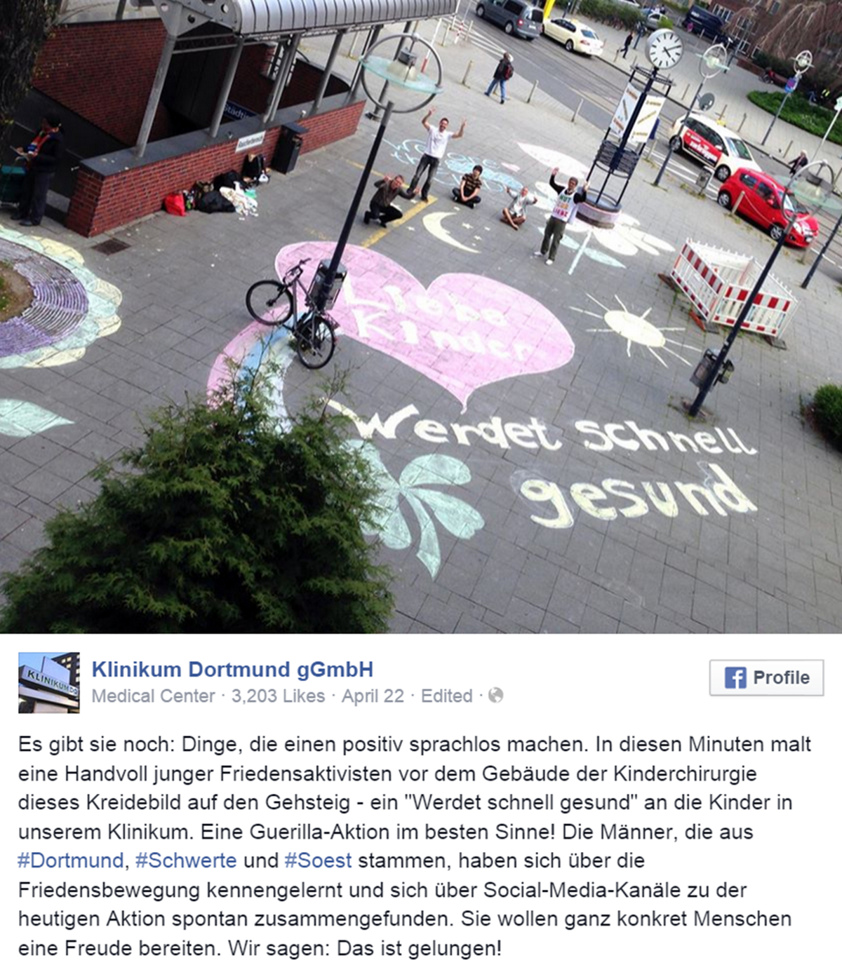 Facebook-Post des Klinikums Dortmund