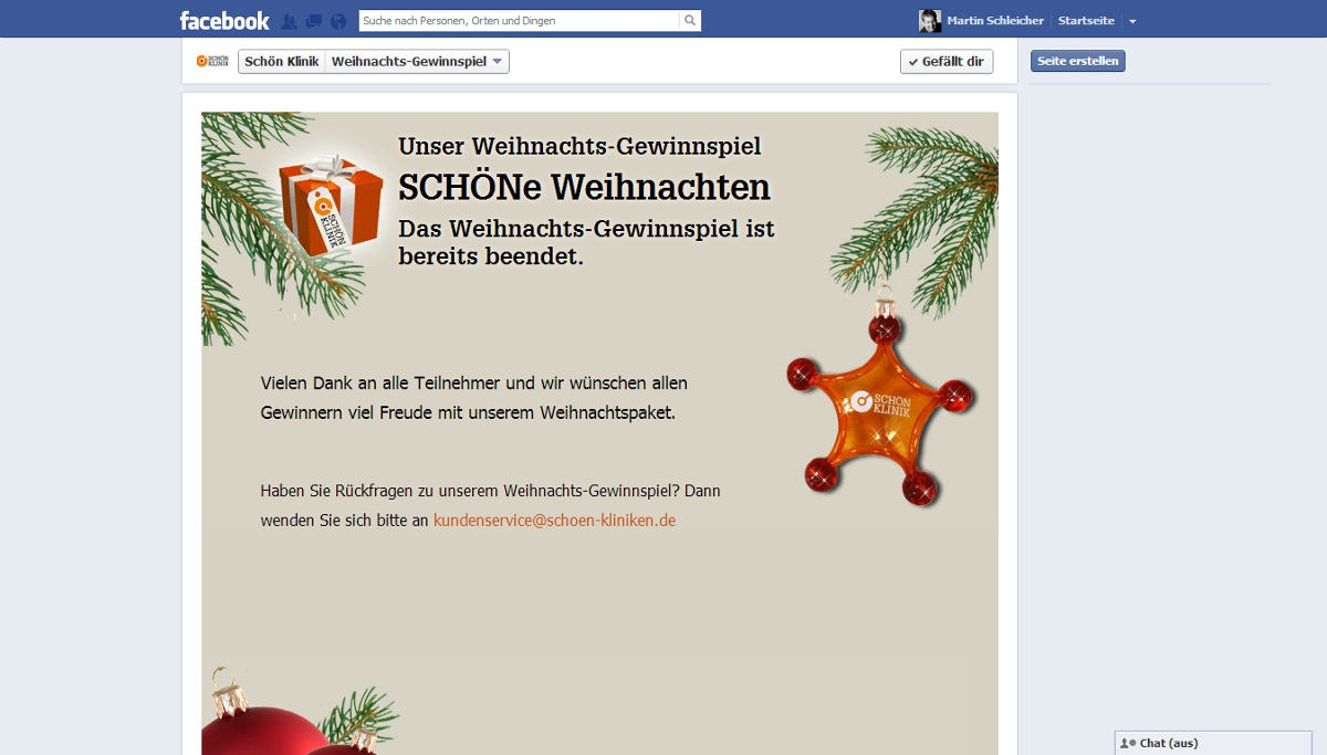 Weihnachts-Gewinnspiel „SCHÖNe Weihnachten“ der Schön Klinik