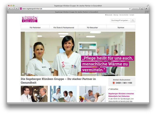 Neue Website der Segeberger Kliniken Gruppe