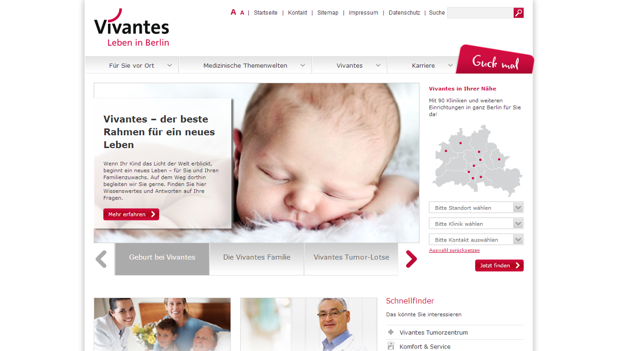 Neue Startseite von Vivantes