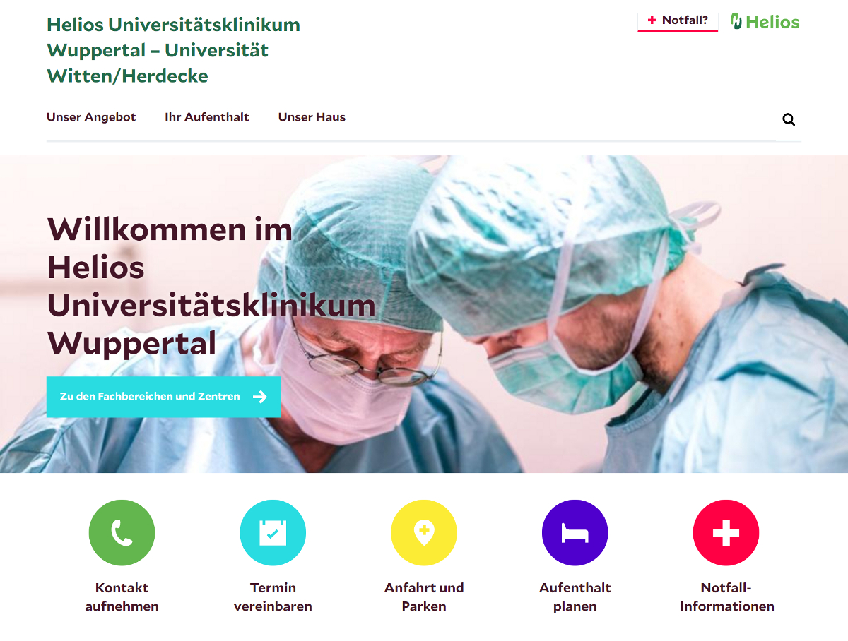 Neue Website des Helios Universitätsklinikums Wuppertal